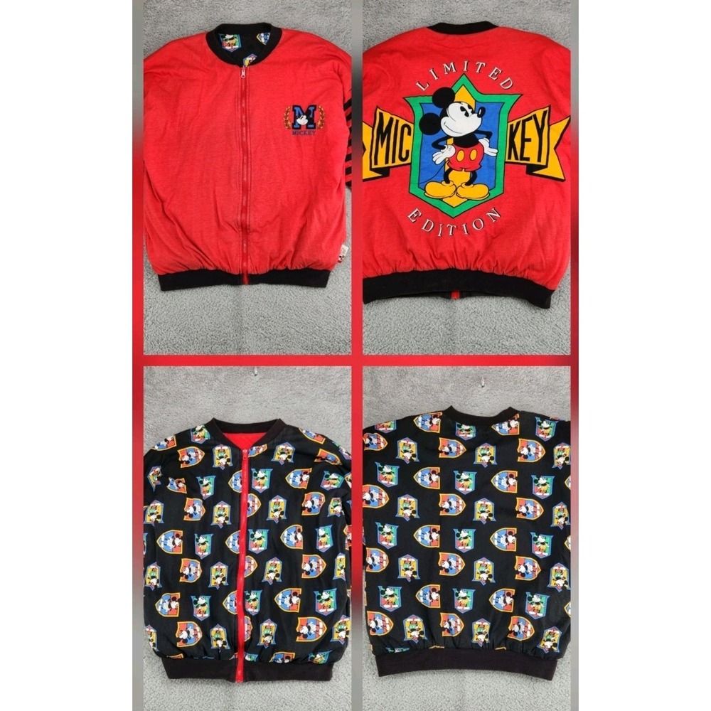 Vintage 90s Disney Mickey Inc Limited Edition Reversible Bomber Jacket Size L